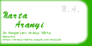 marta aranyi business card