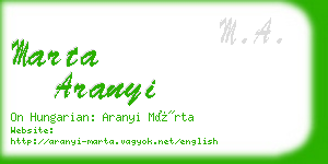 marta aranyi business card